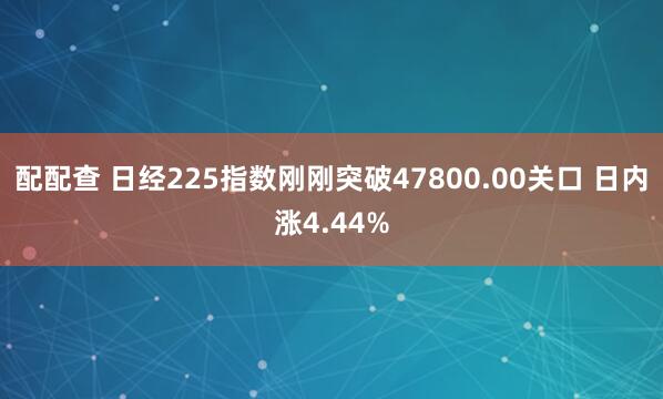 配配查 日经225指数刚刚突破47800.00关口 日内涨4.44%